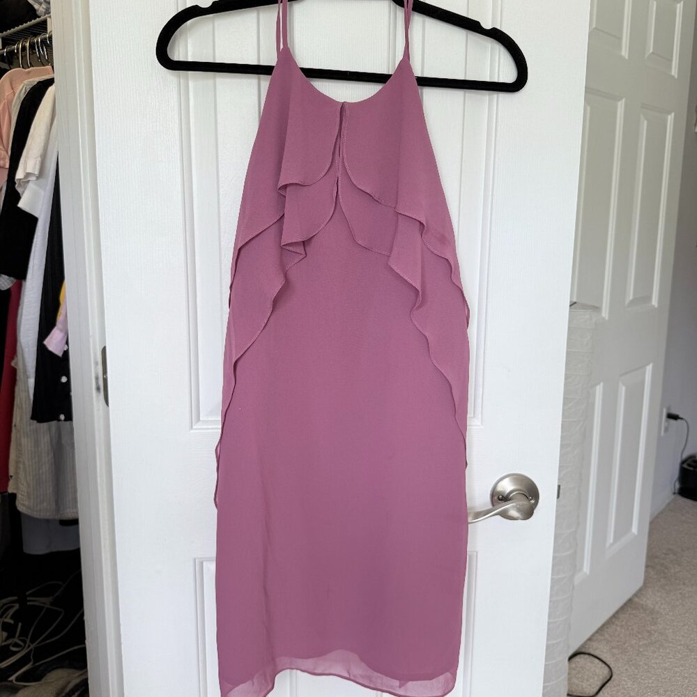 BCBGeneration Mauve Ruffle Halter Dress